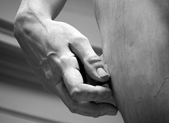 Photo:  Hand detail of Michelangelo's David